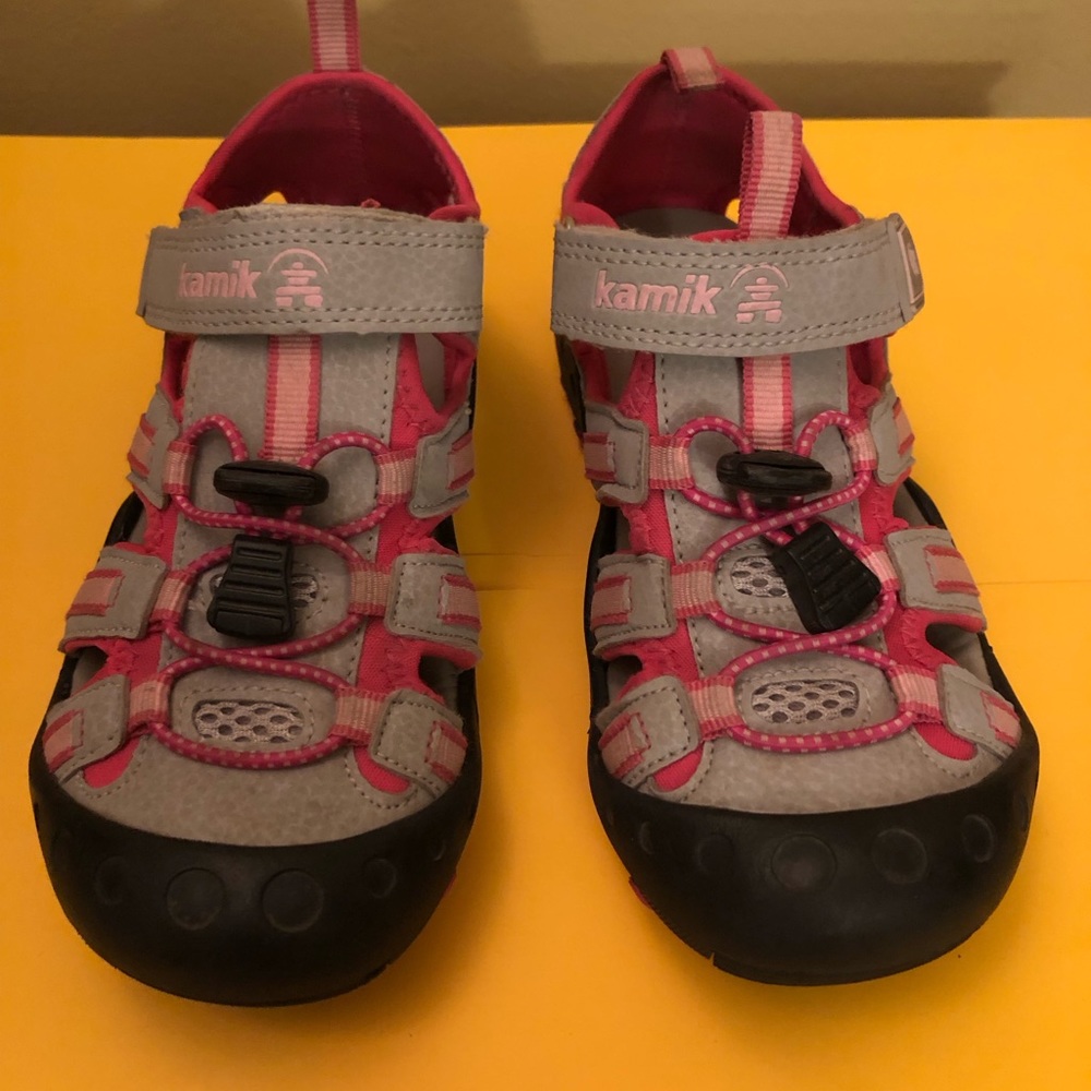 Kamik Crab Gray Pink Walking Hiking Outdoor Sandal Junior Girls Size 1